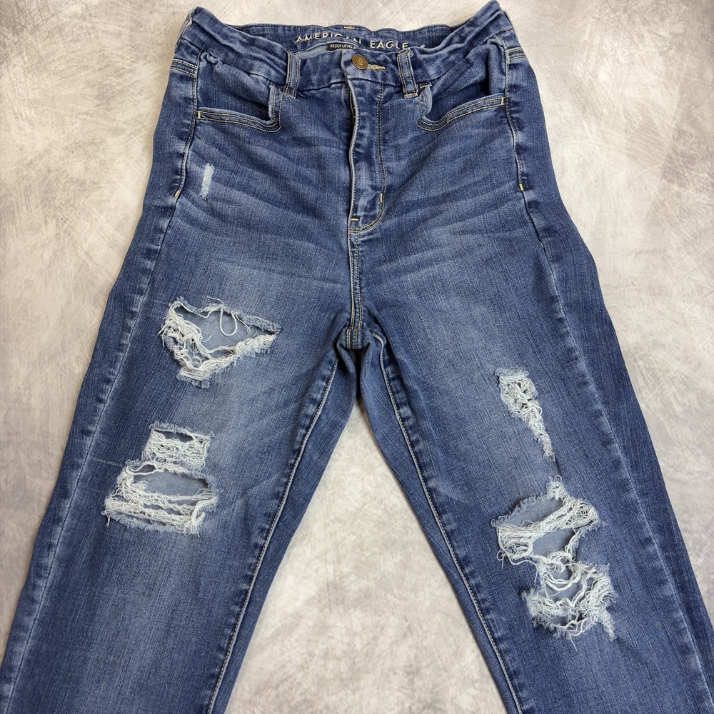 American Eagle Ne(x)t Level Stretch Jeans Womens 8 Reg Distressed Skinny Blue